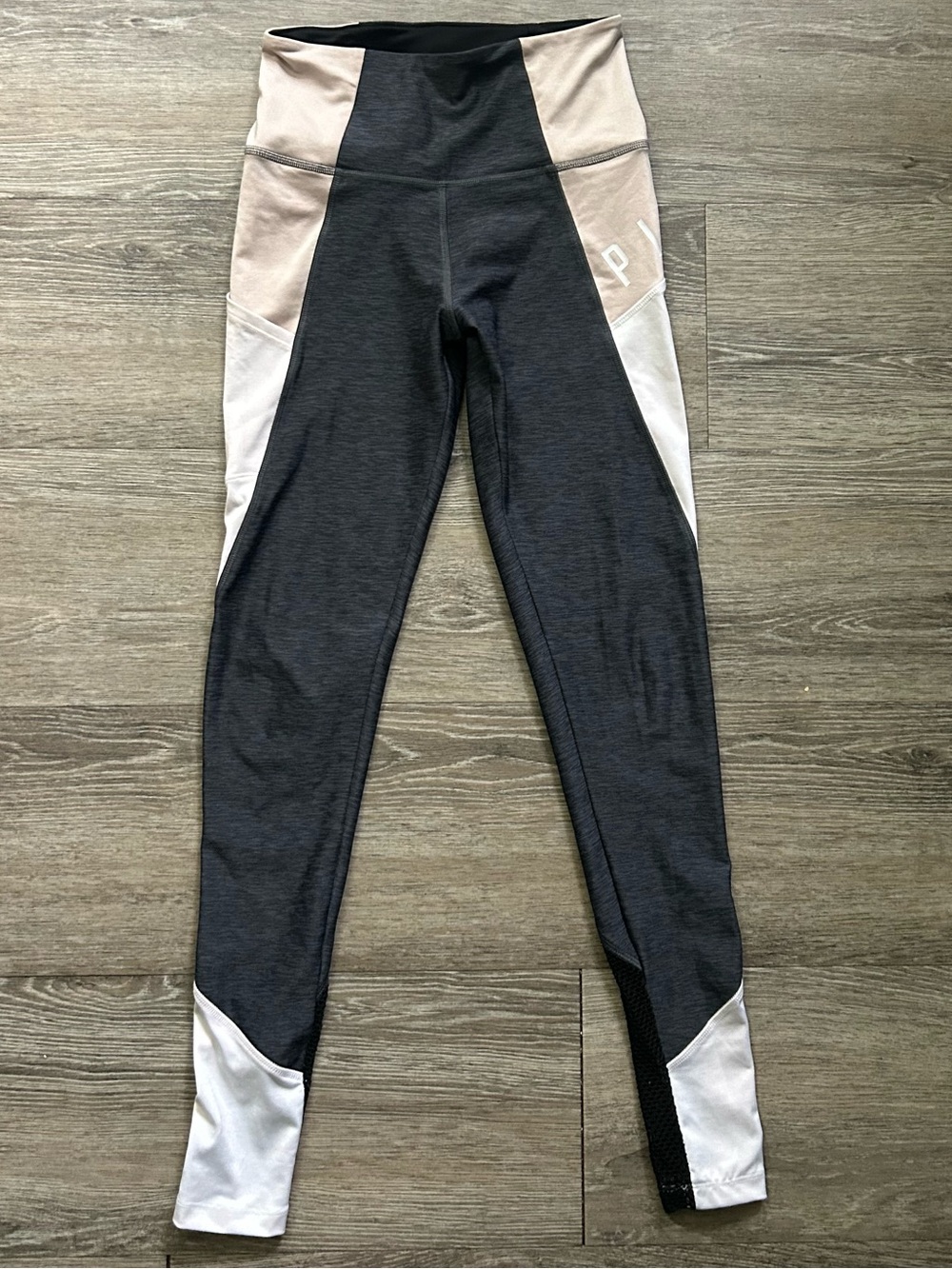 PINK Victoria's Secret Black with Light Pink & White Panel Leggings